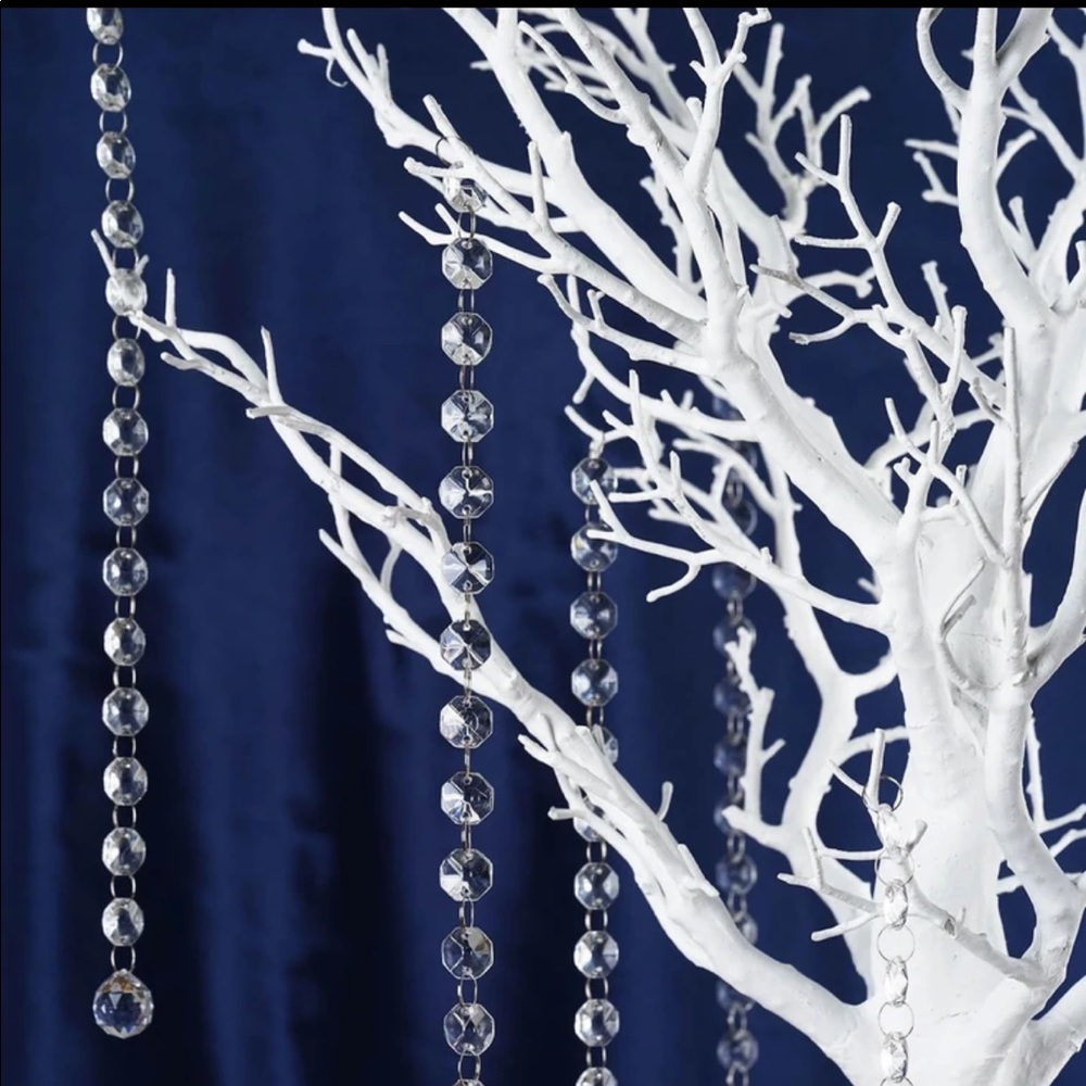 2 White Glittered Manzanita Centerpiece Trees